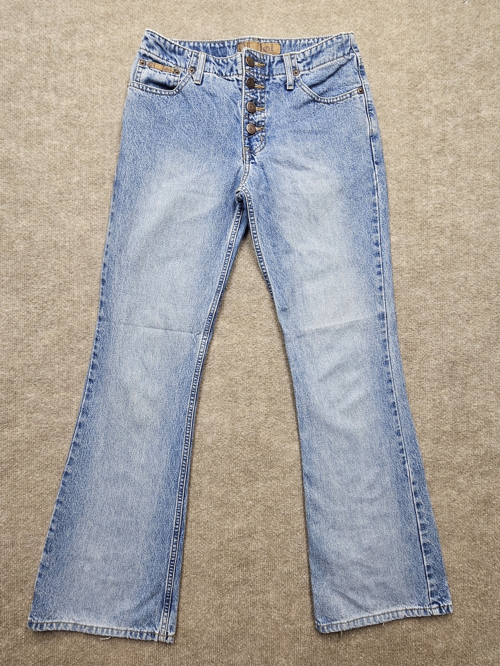 LEI 90s Y2K Button Fly Flare Jeans Womens Size 5 Light Wash Vintage